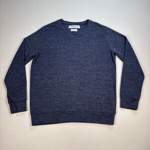Mizzen Main Sweater Men's M Navy Trim Fit V-Neck Made in USA Knit Pullover Basic